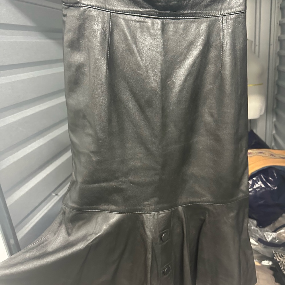 Black Leather Fishtail Skirt
